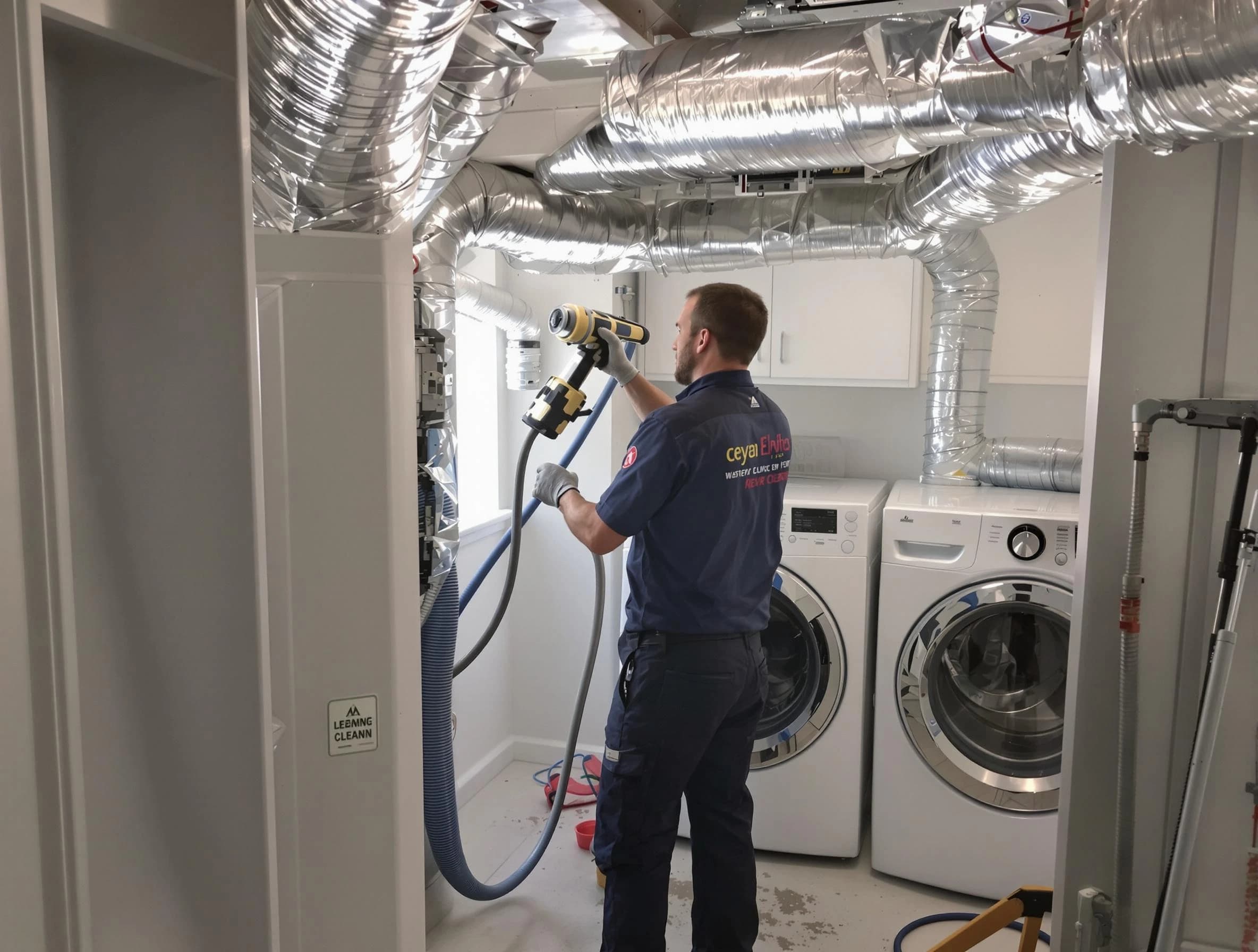 Methuen Town Dryer Vent Cleaning specialist using advanced equipment for thorough duct cleaning in Methuen Town