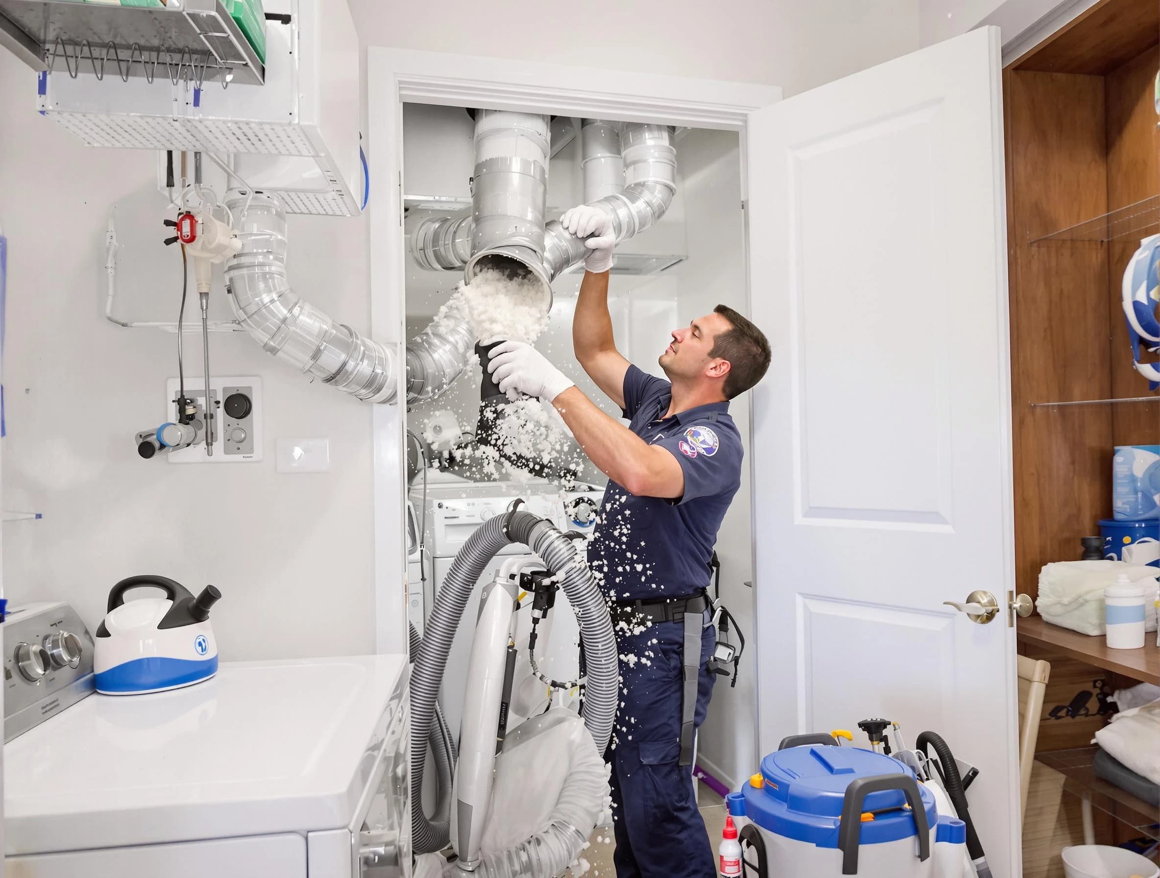 Methuen Town Dryer Vent Cleaning technician delivering thorough residential dryer vent cleaning service in Methuen Town