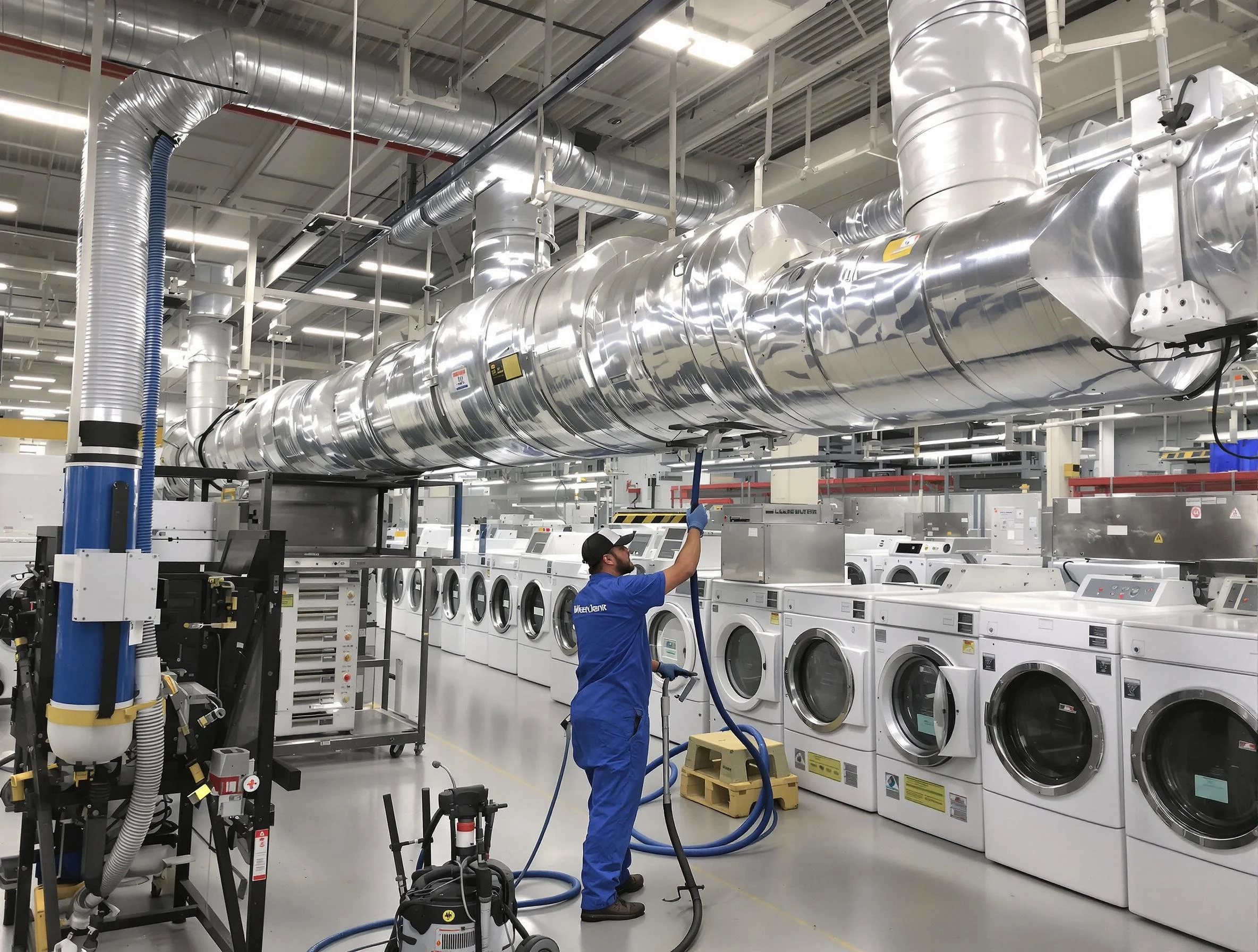 Methuen Town Dryer Vent Cleaning team performing heavy-duty industrial dryer vent cleaning in Methuen Town